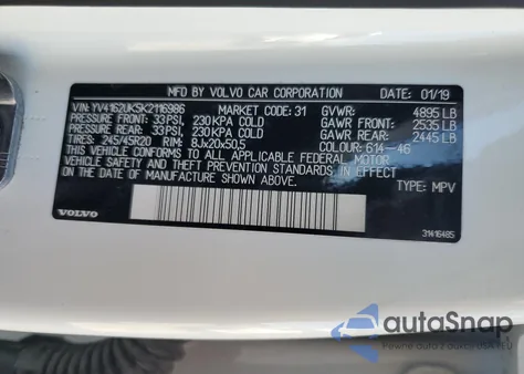 2019 Volvo Xc40 T5 Momentum z USA, uszkodzony, nr VIN YV4162UK5K2116986